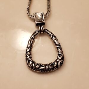 Brighton Elegant Silver Pendant Necklace, Double Strand Chain, Great Condition